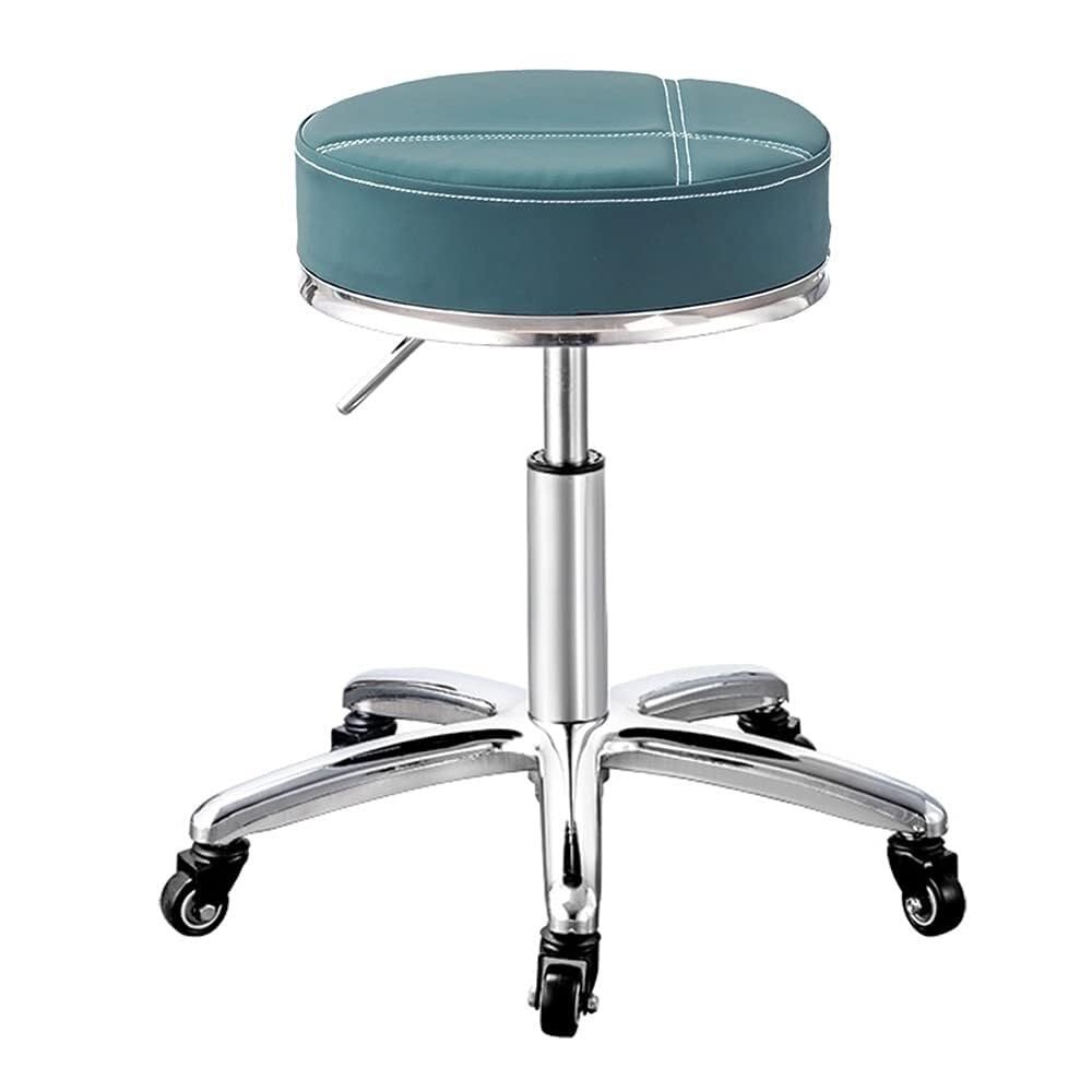 Aikimfuly Adjustable Rolling Salon Stool Chair with Wheels - Swivel Drafting Stool for Massage, Spa, Tattoo, Photography