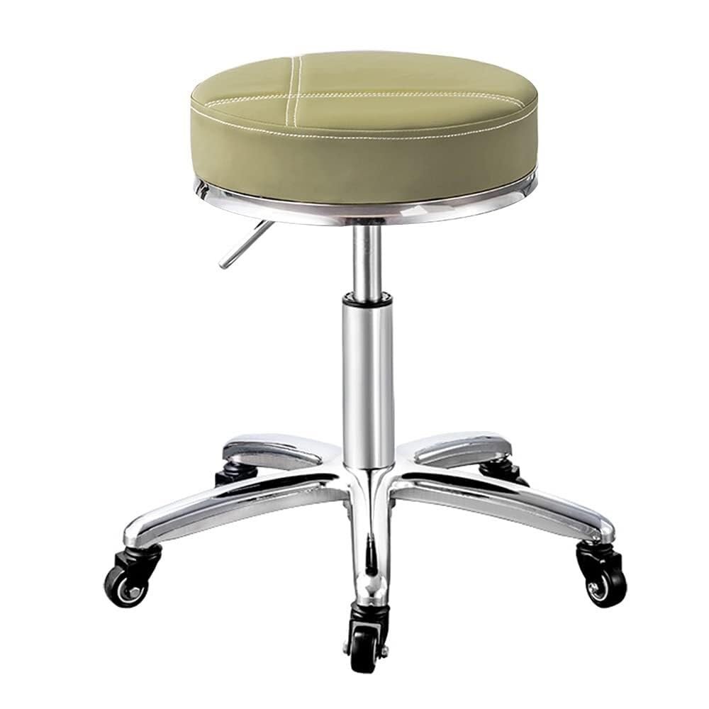 Aikimfuly Adjustable Rolling Salon Stool Chair with Wheels - Swivel Drafting Stool for Workbench, Massage, Spa, Tattoo, and Photography