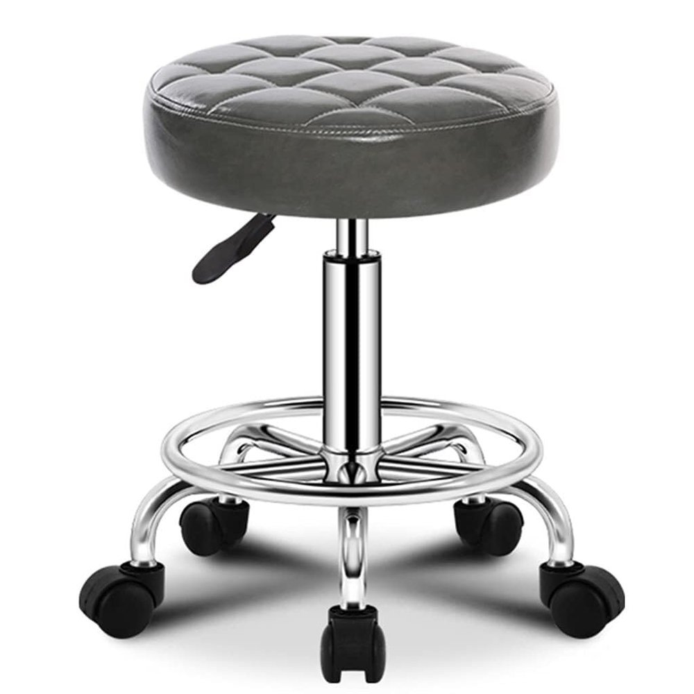 Aikimfuly Adjustable Rolling Stool with Wheels - Swivel Shop Salon Chair for Drafting, Massage, Spa, Tattoo, and Photography Use