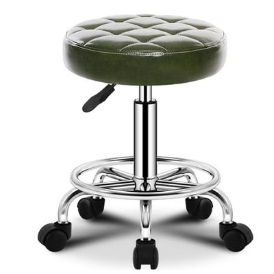 Aikimfuly Height Adjustable Rolling Stool for Tattoo, Massage, and Medical Spa - Ultra Soft Padded Seat Cushion with Wheels