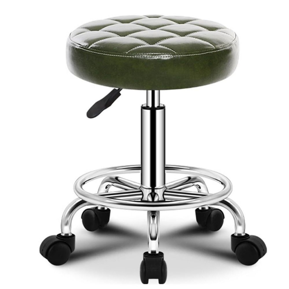 Aikimfuly Height Adjustable Rolling Stool for Tattoo, Massage, and Medical Spa - Ultra Soft Padded Seat Cushion with Wheels