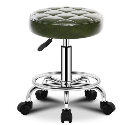 Aikimfuly Adjustable Rolling Stool with Footrest - PU Leather Round Stool Chair for Tattoo, Massage, Salon, and Medical Spa Use