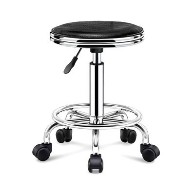 Aikimfuly Adjustable Height Rolling Stool Chair with Back Cushion - PU Leather Swivel Chair for Office, Kitchen, and Drafting Shop