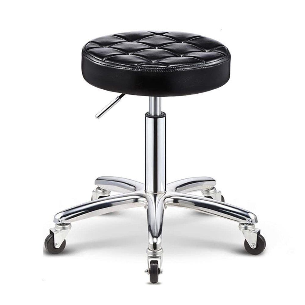 Aikimfuly Adjustable Height PU Leather Rolling Stool with Wheels - Swivel Office Drafting Chair for Medical Esthetician Studio