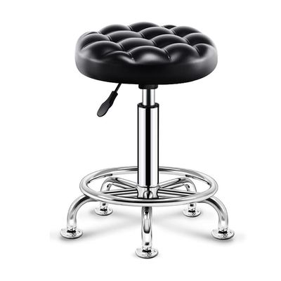 Aikimfuly Adjustable Height Swivel Stool - Ergonomic PU Leather Rolling Chair with Wheels for Medical and Drafting Use(Black)