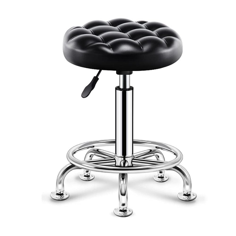 Aikimfuly Adjustable Height Swivel Stool - Ergonomic PU Leather Rolling Chair with Wheels for Medical and Drafting Use(Black)