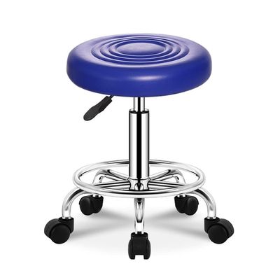 Aikimfuly Adjustable PU Leather Rolling Stool with Wheels | Soft Padded Seat | Swivel Massage Salon Stool with Footrest | Ideal for Hairdressers and Office Use