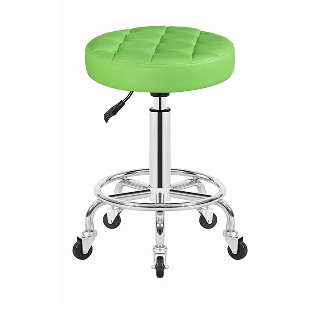 Aikimfuly Adjustable Rolling Shop Stool with Wheels - Swivel Salon Stool for Manicure, Tattoo, and Spa Use(Green)
