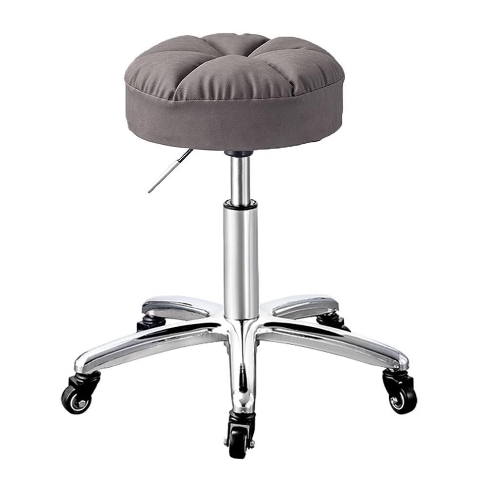 Aikimfuly Adjustable Height Swivel Rolling Stool with Scratch-Resistant PU Leather Seat - Office Drafting Chair with Wheels for Medical and Salon Use(Grey1)