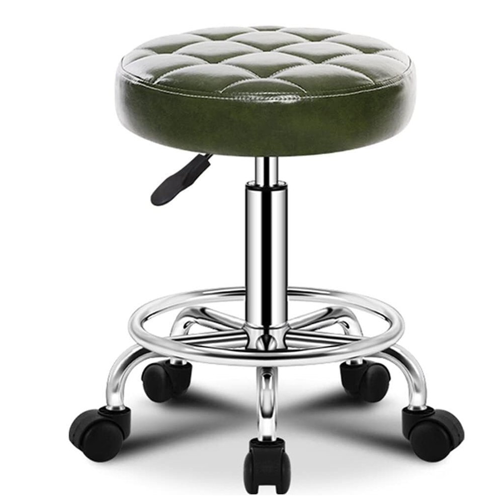 Aikimfuly Adjustable Rolling Stool with Wheels - Swivel Salon Chair for Work, Massage, Tattoo, and Photography