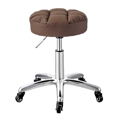 Aikimfuly Adjustable Height Swivel Rolling Stool with Scratch-Resistant PU Leather Seat - Office Drafting Chair with Wheels for Medical and Salon Use(Brown)