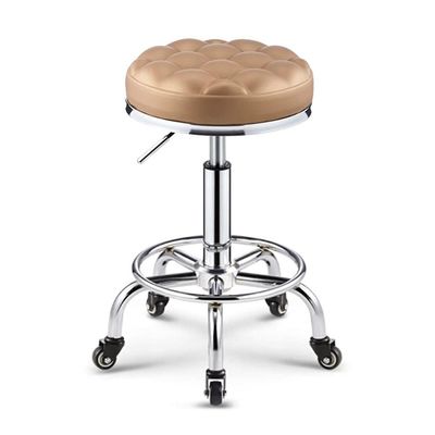 Aikimfuly Adjustable Rolling Shop Stool with Wheels - Swivel Salon Chair for Drafting, Massage, Spa, and Tattoo Work(Gold)
