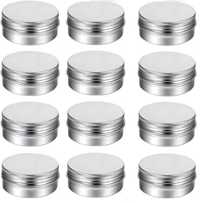 12 PCS Silver Tin Jar Empty Metal Round Container Refillable Bottle 15g Mini Cosmetic Sample Box with Screw Lid for Candle Lip Gloss Salve Makeup Eye Shadow Powder