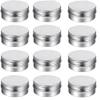 12 PCS Silver Tin Jar Empty Metal Round Container Refillable Bottle 15g Mini Cosmetic Sample Box with Screw Lid for Candle Lip Gloss Salve Makeup Eye Shadow Powder view 1