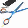 Hair Cutting Scissors, Professional japan 440c 5.5 inch blue cutting barber scisors haircut thinning shears hairdressing scissors BY view 4