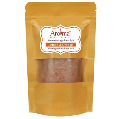 Aroma Galaxy Lemon & Orange Bath Epsom Salt For Bath, Body and Foot 17.63 Oz | Bath Salt Relaxation | Sound Sleep | Body Scrub | 100% Pure & Natural Epsom Salt, Sea Salt | Lemon & Orange Essential Oil