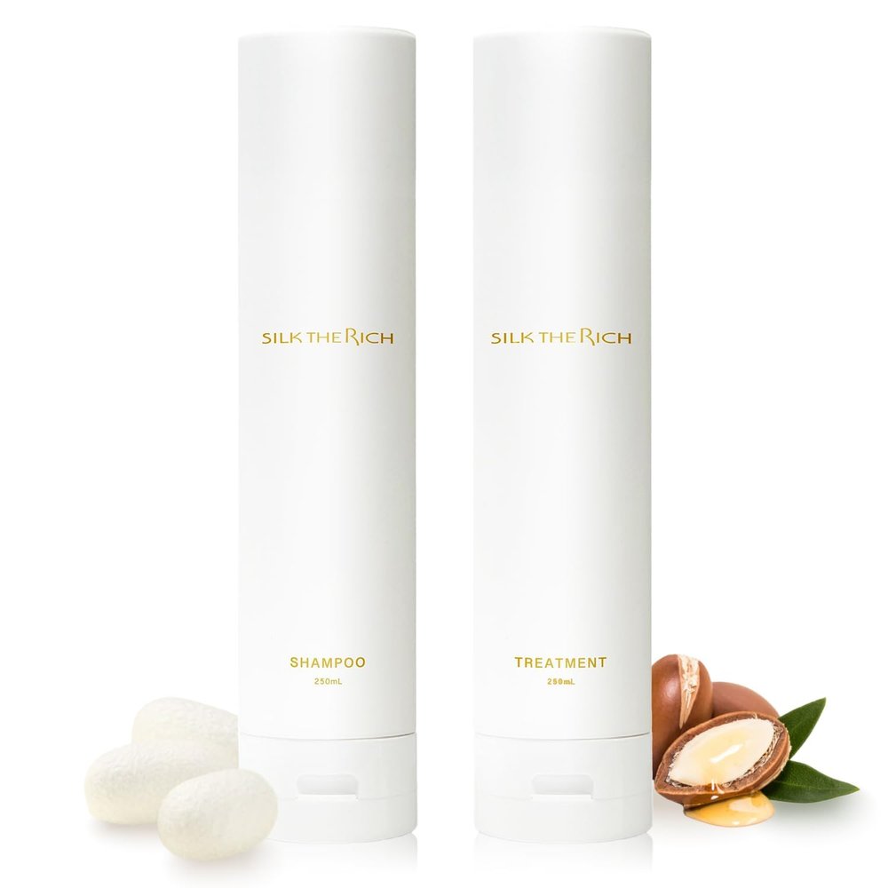 SILK THE RICH Shampoo & Conditioner Set, Hydrating & Moisturizing for Dry, Damaged, Color-Treated Hair, Paraben & Sulfate Free, Clean Hair Shampoo & Conditioner for Women & Men, White (8.5 fl oz Each)