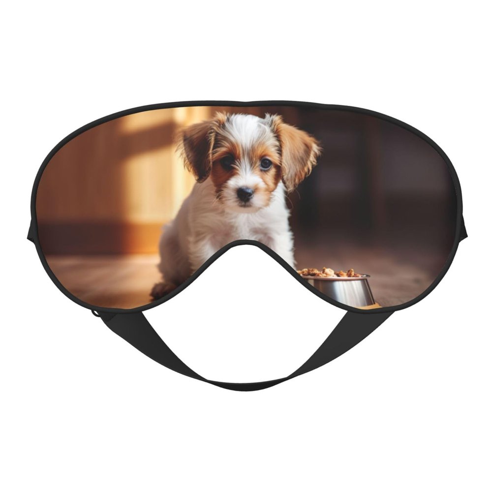 Cute Dog Bone Bowl Woof Paw Print Eye Mask,Silk-Like Sleep Mask,Night Sleeping Mask for Men Women,for Sleep Relaxation