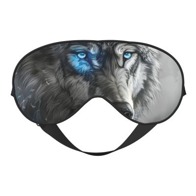 Blue Eyes Wolf Print Eye Mask,Silk-Like Sleep Mask,Night Sleeping Mask for Men Women,for Sleep Relaxation