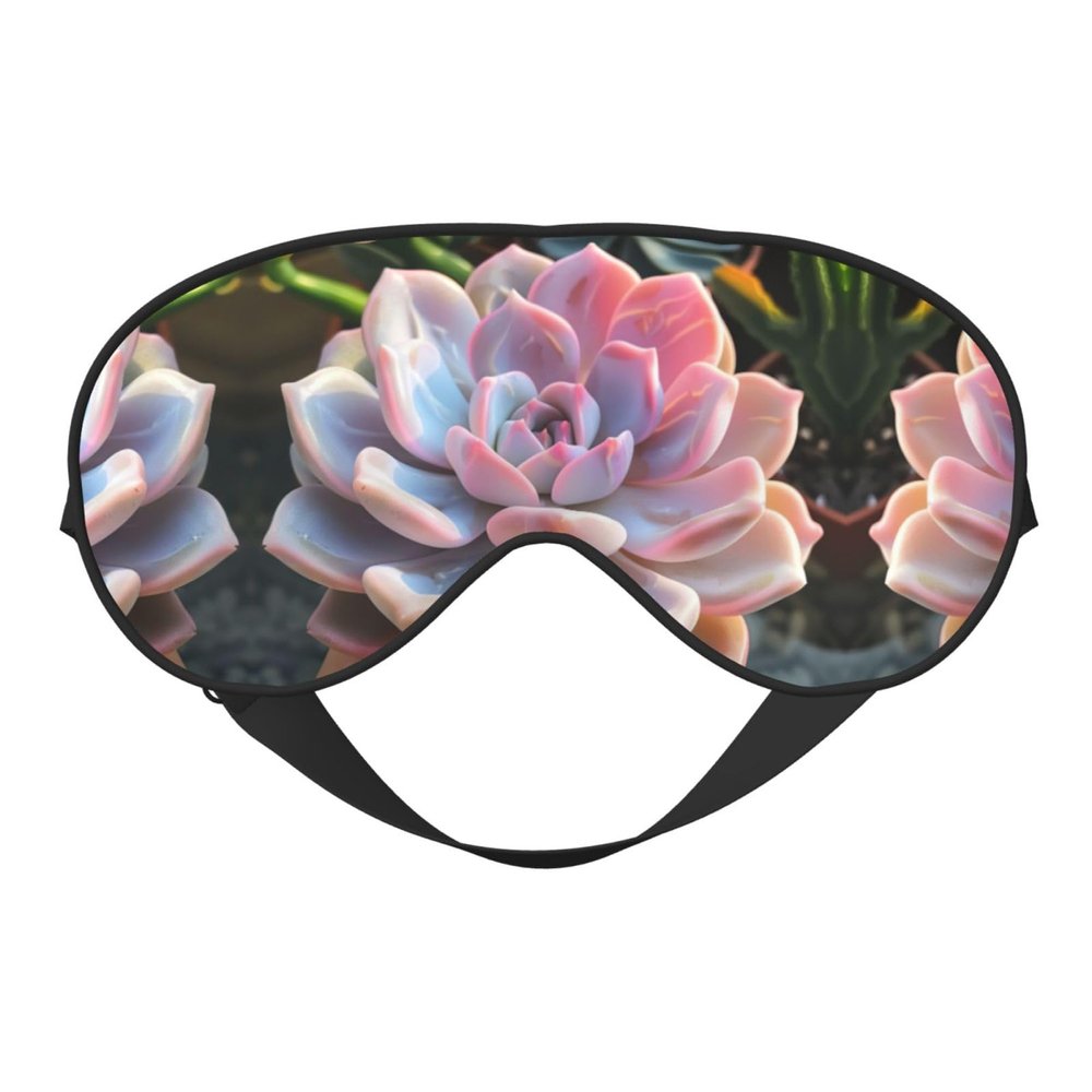 Lovely Succulent Print Eye Mask,Silk-Like Sleep Mask,Night Sleeping Mask for Men Women,for Sleep Relaxation