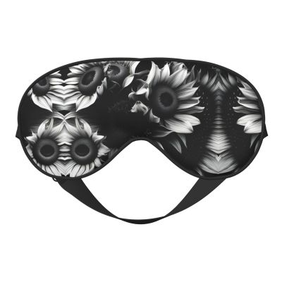 Black and White Sunflowers Print Eye Mask,Silk-Like Sleep Mask,Night Sleeping Mask for Men Women,for Sleep Relaxation