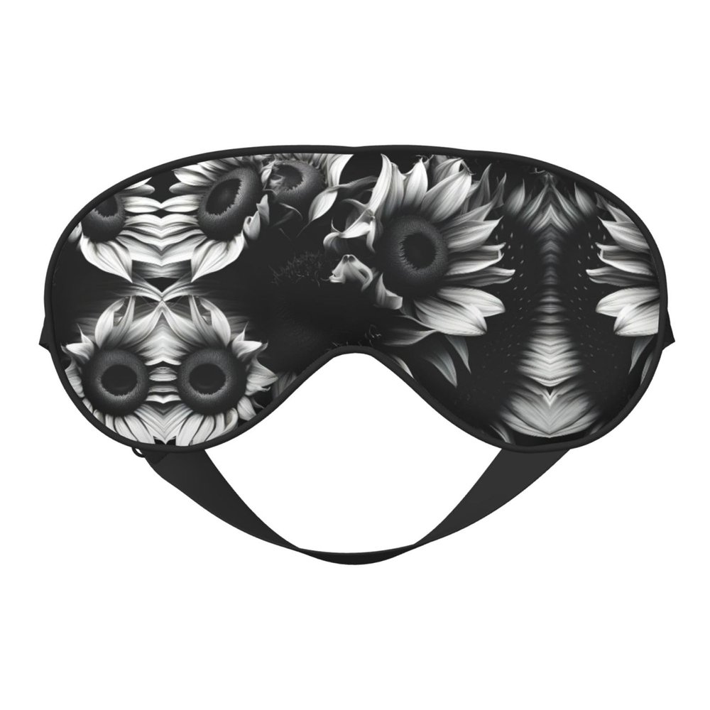 Black and White Sunflowers Print Eye Mask,Silk-Like Sleep Mask,Night Sleeping Mask for Men Women,for Sleep Relaxation