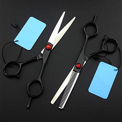 Hair Cutting Scissors, Professional japan 440c 6 inch black cut cutting barber haircut thinning shears hairdressing scissors BY