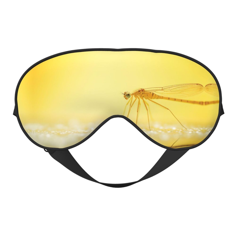 Abstract Yellow Dragonfly1 Print Eye Mask,Silk-Like Sleep Mask,Night Sleeping Mask for Men Women,for Sleep Relaxation