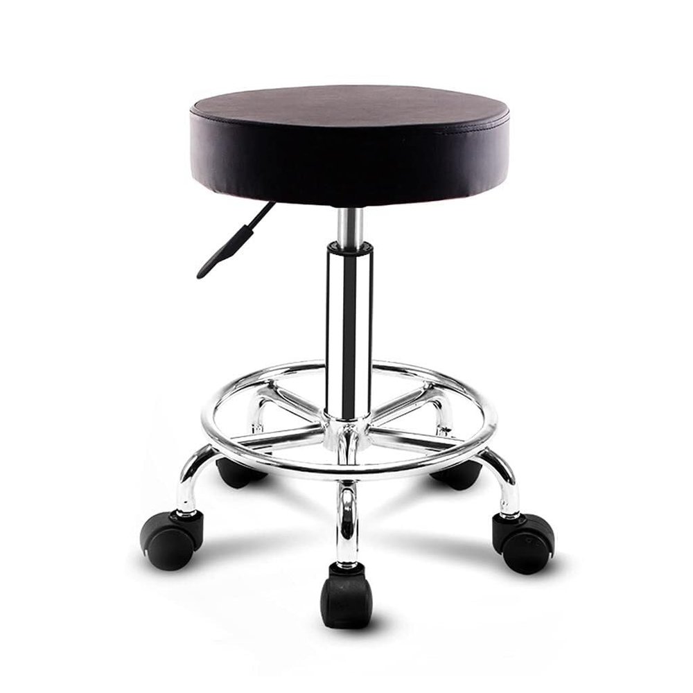 Aikimfuly Adjustable Rolling Shop Stool with Wheels - Swivel Salon Chair for Workbench, Massage Spa & Tattoo Photography