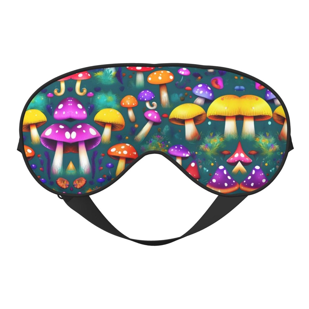 Bright Mushrooms Arts Print Eye Mask,Silk-Like Sleep Mask,Night Sleeping Mask for Men Women,for Sleep Relaxation