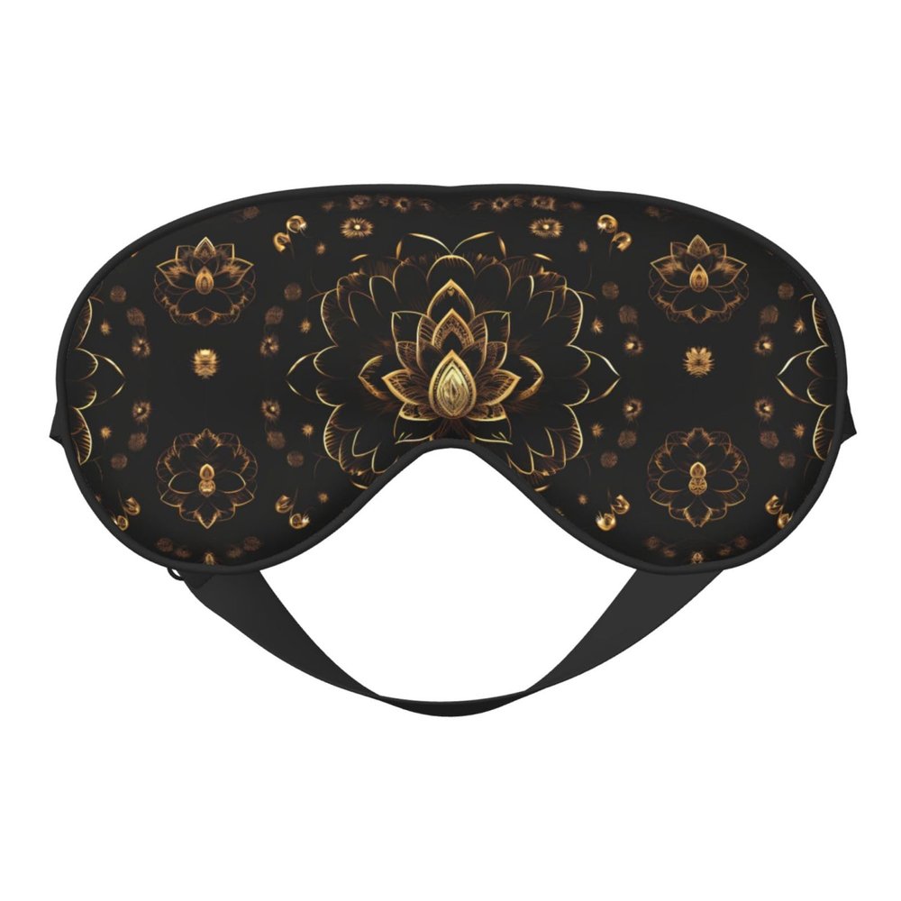 Gold Lotus Flowers Print Eye Mask,Silk-Like Sleep Mask,Night Sleeping Mask for Men Women,for Sleep Relaxation