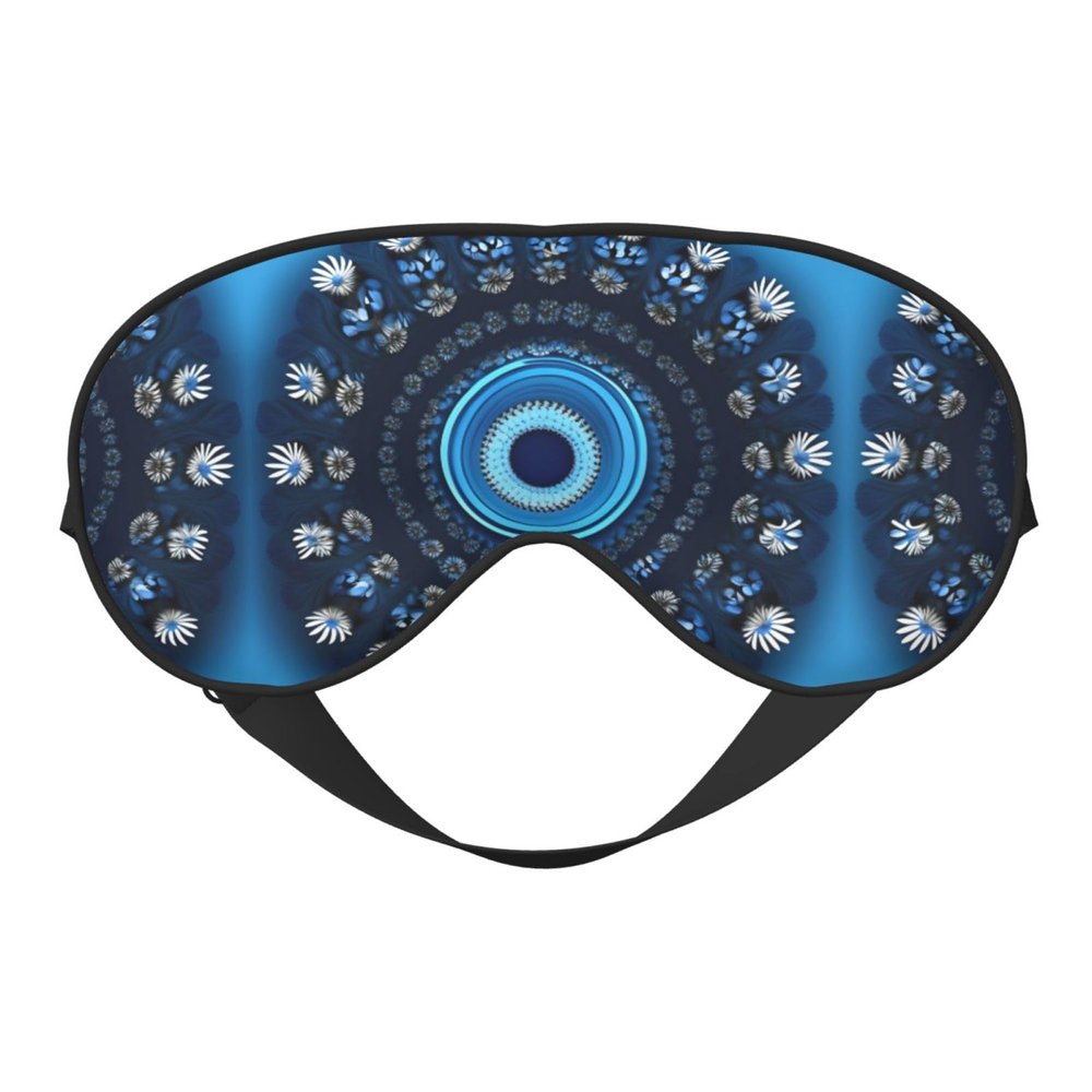 Blue Mini Flower Swirl Print Eye Mask,Silk-Like Sleep Mask,Night Sleeping Mask for Men Women,for Sleep Relaxation