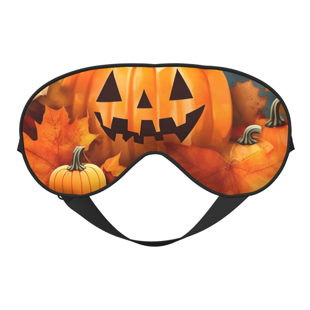 Autumn Leaves Thanksgiving Day Pumpkin Print Eye Mask,Silk-Like Sleep Mask,Night Sleeping Mask for Men Women,for Sleep Relaxation