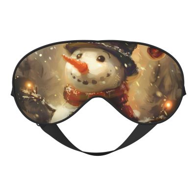 Cute Snowman Print Eye Mask,Silk-Like Sleep Mask,Night Sleeping Mask for Men Women,for Sleep Relaxation