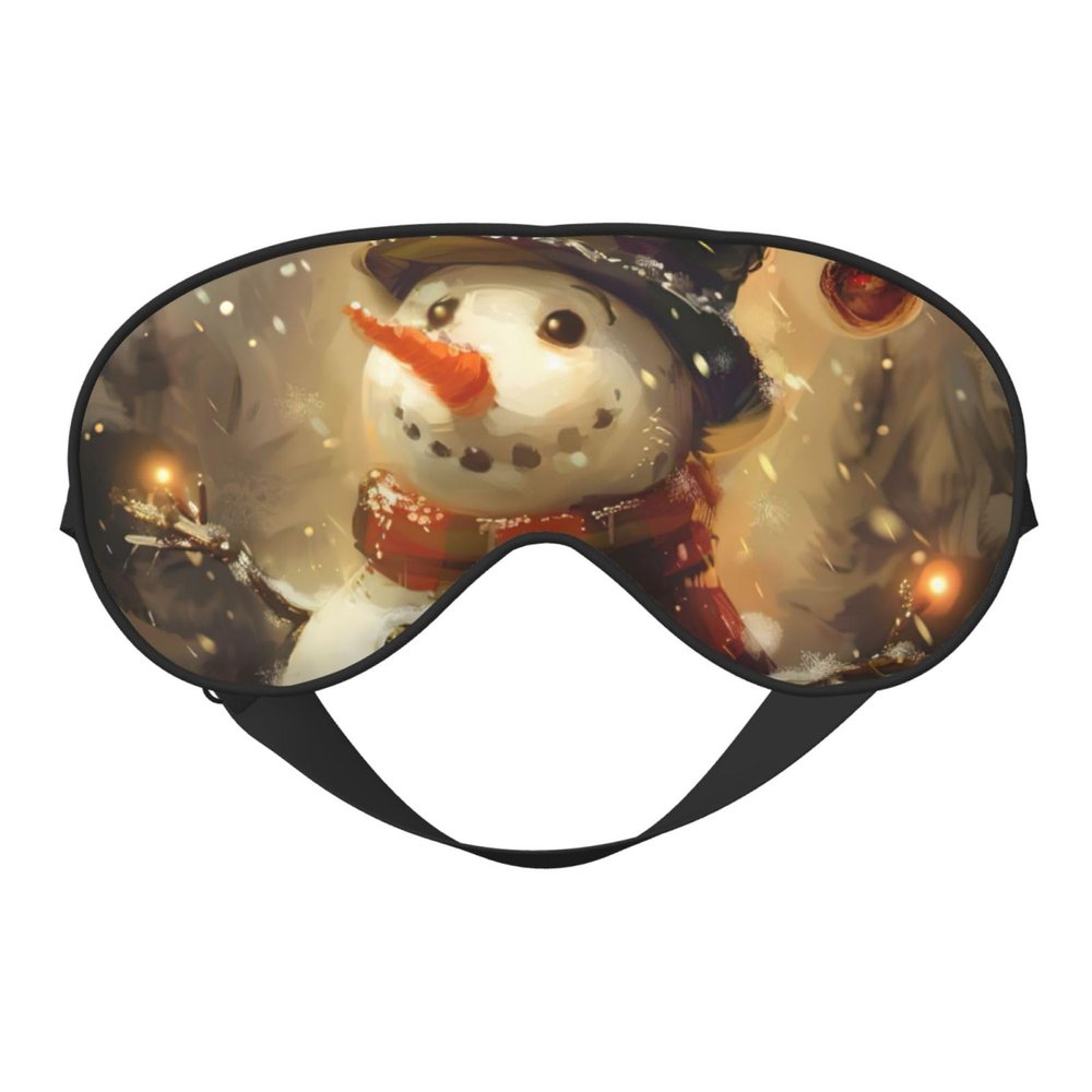 Cute Snowman Print Eye Mask,Silk-Like Sleep Mask,Night Sleeping Mask for Men Women,for Sleep Relaxation