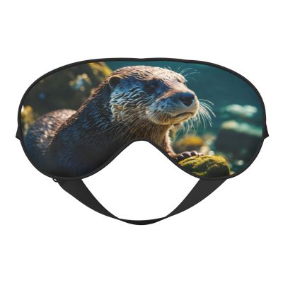 Animal Cute Brown Otters Print Eye Mask,Silk-Like Sleep Mask,Night Sleeping Mask for Men Women,for Sleep Relaxation