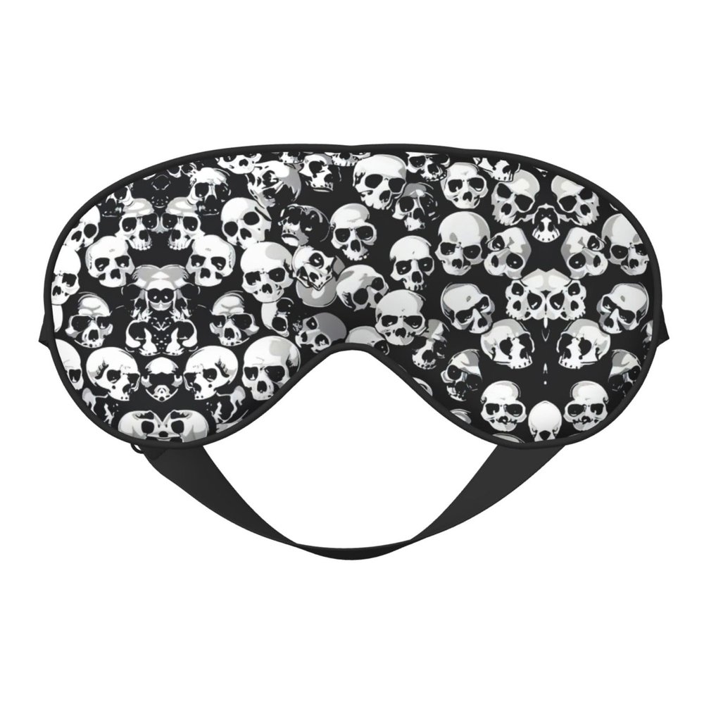 Black Skull Print Eye Mask,Silk-Like Sleep Mask,Night Sleeping Mask for Men Women,for Sleep Relaxation