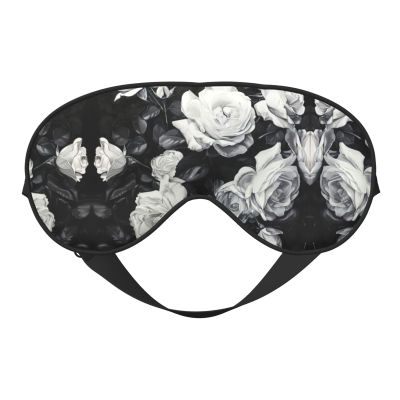 Black White Rose Print Eye Mask,Silk-Like Sleep Mask,Night Sleeping Mask for Men Women,for Sleep Relaxation