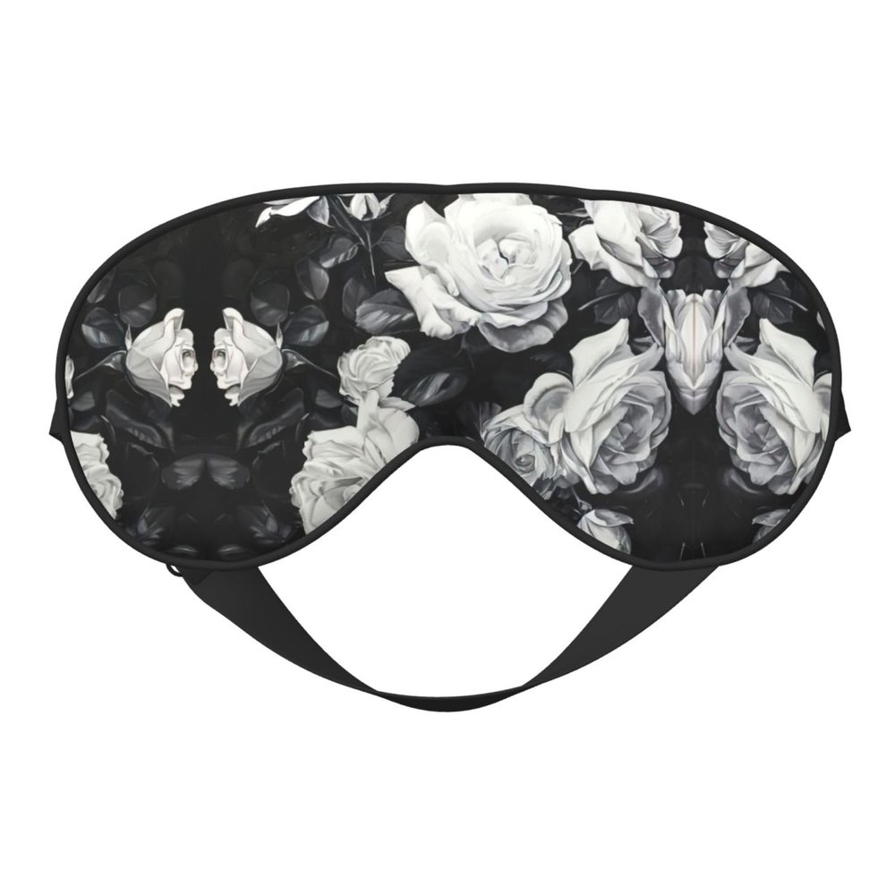 Black White Rose Print Eye Mask,Silk-Like Sleep Mask,Night Sleeping Mask for Men Women,for Sleep Relaxation