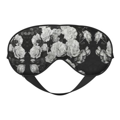 Black White Rose Print Eye Mask,Silk-Like Sleep Mask,Night Sleeping Mask for Men Women,for Sleep Relaxation