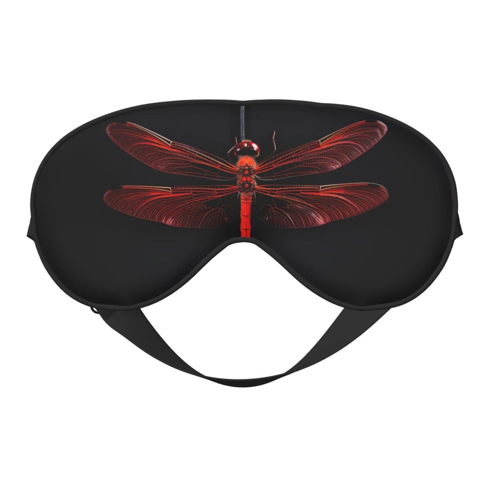 Abstract Red Dragonfly3 Print Eye Mask,Silk-Like Sleep Mask,Night Sleeping Mask for Men Women,for Sleep Relaxation