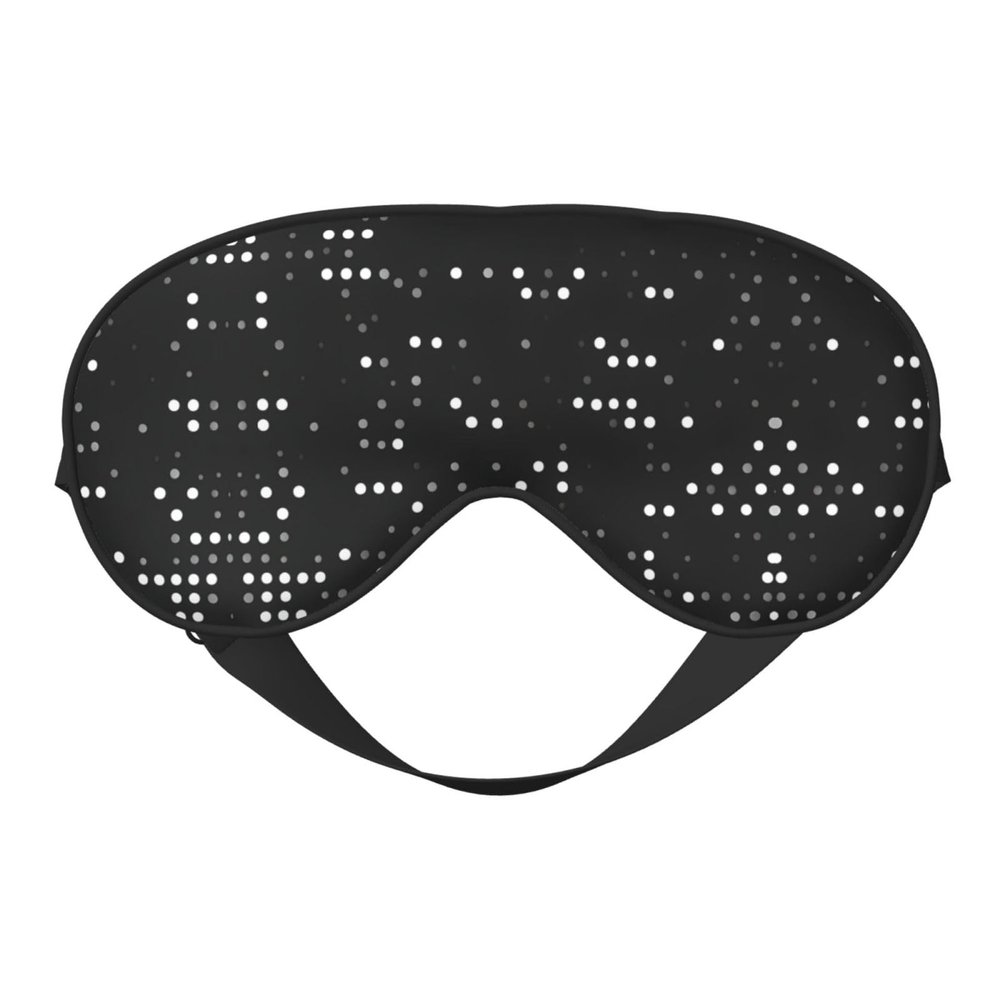 Black Round Dot Print Eye Mask,Silk-Like Sleep Mask,Night Sleeping Mask for Men Women,for Sleep Relaxation