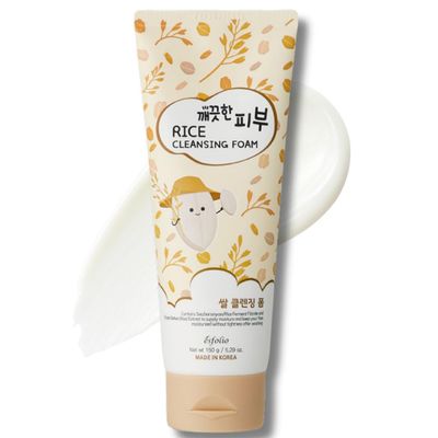 esfolio Rice Cleansing Foam Face Wash  Gentle Daily Facial Cleanser with Soft Creamy Foam  Suitable for All Skin Types  Helps Remove Dirt, Oil, and Impurities Without Drying (5.29oz -150g)