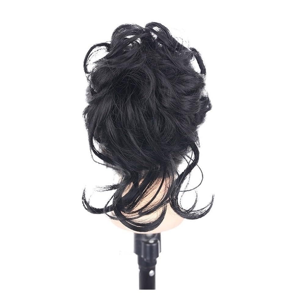 zhongxlla Hair Bun, Fluffy Messy Hair Bun Ring Ball Head Coil Wig Grab Clip Long Beard Braid Hair Accessory For Women Girls(Black)