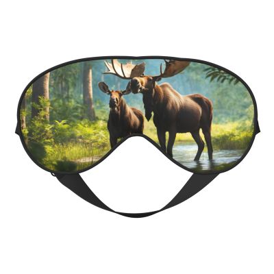 Deer Bear Moose Print Eye Mask,Silk-Like Sleep Mask,Night Sleeping Mask for Men Women,for Sleep Relaxation