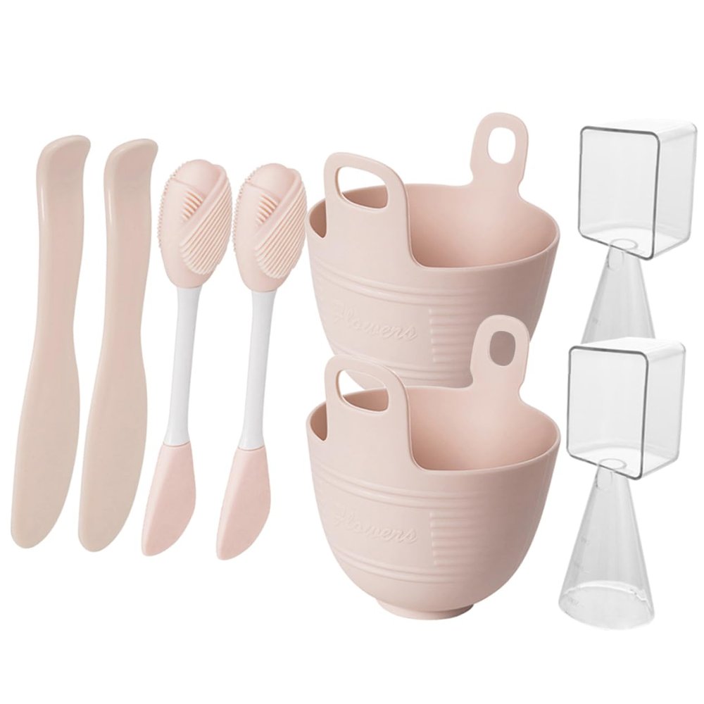 Happyyami 2sets Facial Mask Mixing Bowl Kit Silicone Bowl Mask Brush Set for Women