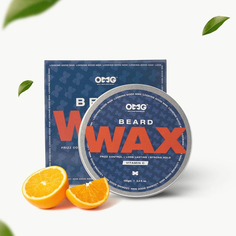 O.M.G/Be=ard Wax 100gm | Frizz Control | Long Lasting Hold | Strong Hold | Enriched with Vitamin C | 100% Natural Ingredients