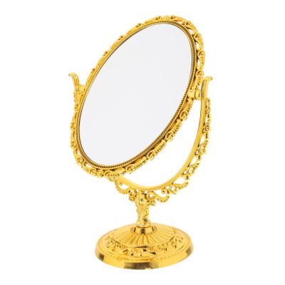 Cabilock Unique Double-Sided Rotating Desktop Mirror Oval Shape Stand Mirror High Clarity for Makeup Grooming Office Dorm Travel