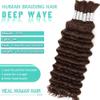 Human Braiding Hair for Boho Braids Bulk Human Hair 6 Bundles/Pack 150g 22 Inch Deep Wave Bulk Boho Hair for Braiding Curly Knotless 12A Brazilian Virgin No Weft Wet and Wavy Chocolate Brown 4# view 2