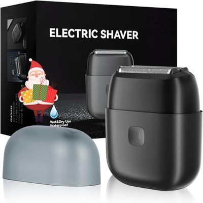 Electric Foil Shavers for Men, Mini Electric Razor for Face, IPX7 Waterproof Wet Dry Cordless Razor for Travel & Home, USB-C Fast Rechargeable for Beard Trimmer- Black